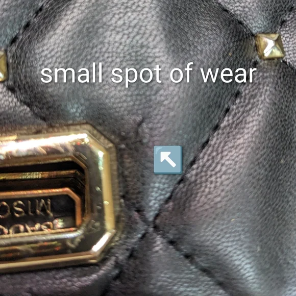 Badgley Mischka Vegan Leather Crossbody, Black Diamond-Quilted Pyramid-Studded - Picture 16 of 16